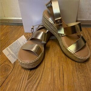 New With Tags and Box- Gold Espadrille Platform Sandals